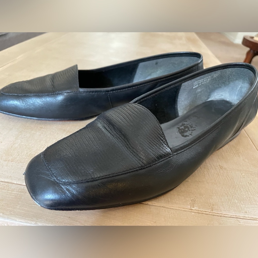 Enzo Angiolini Liberty Flats Womens size 9.5 Black Leather With Croc detail